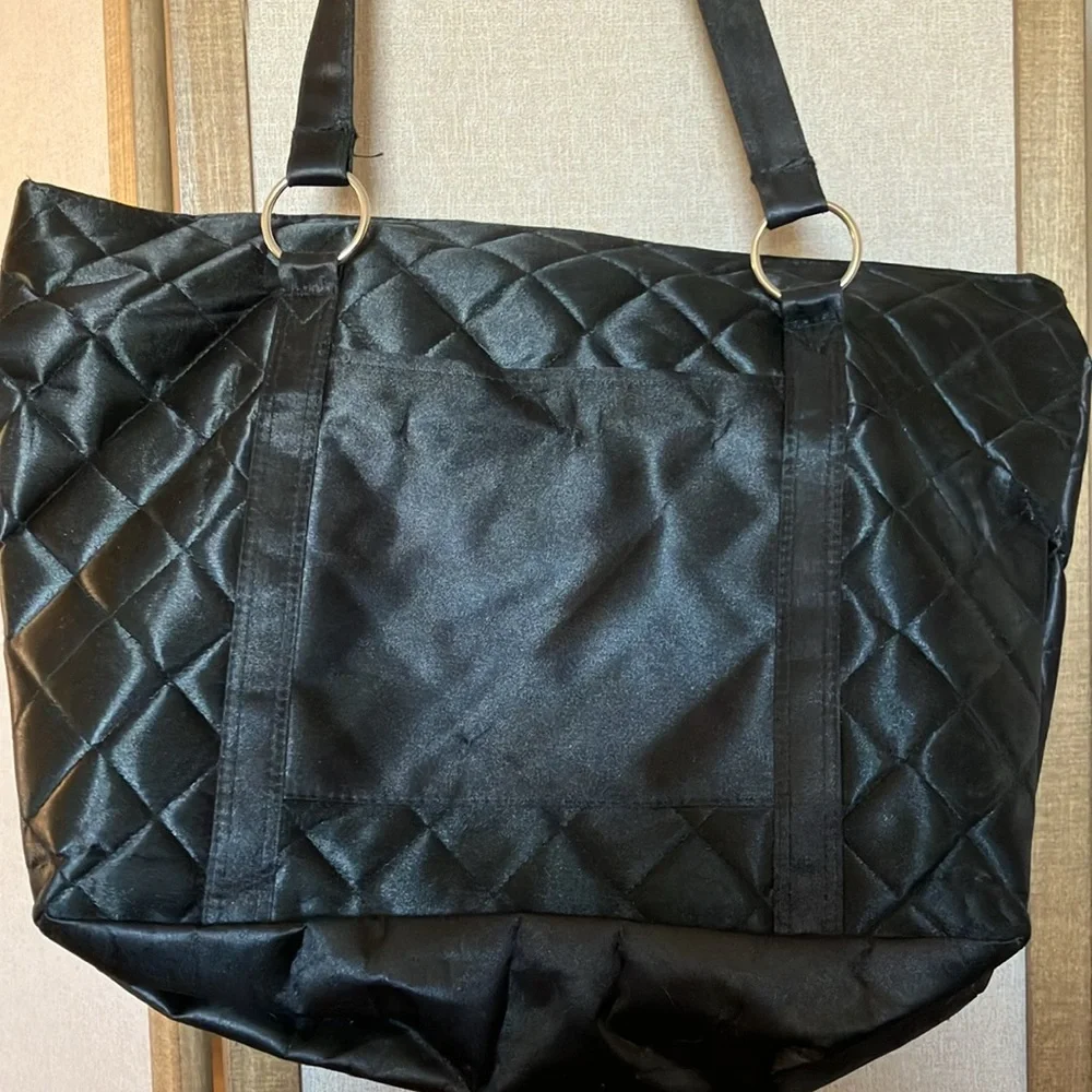 Elegant Black Quilted Tote Bag